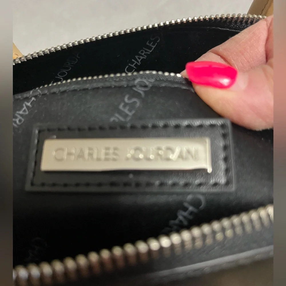 CHARLES JOURDAN PARIS NWT Black and Tan Leather Dome Satchel never carried - Picture 14 of 16